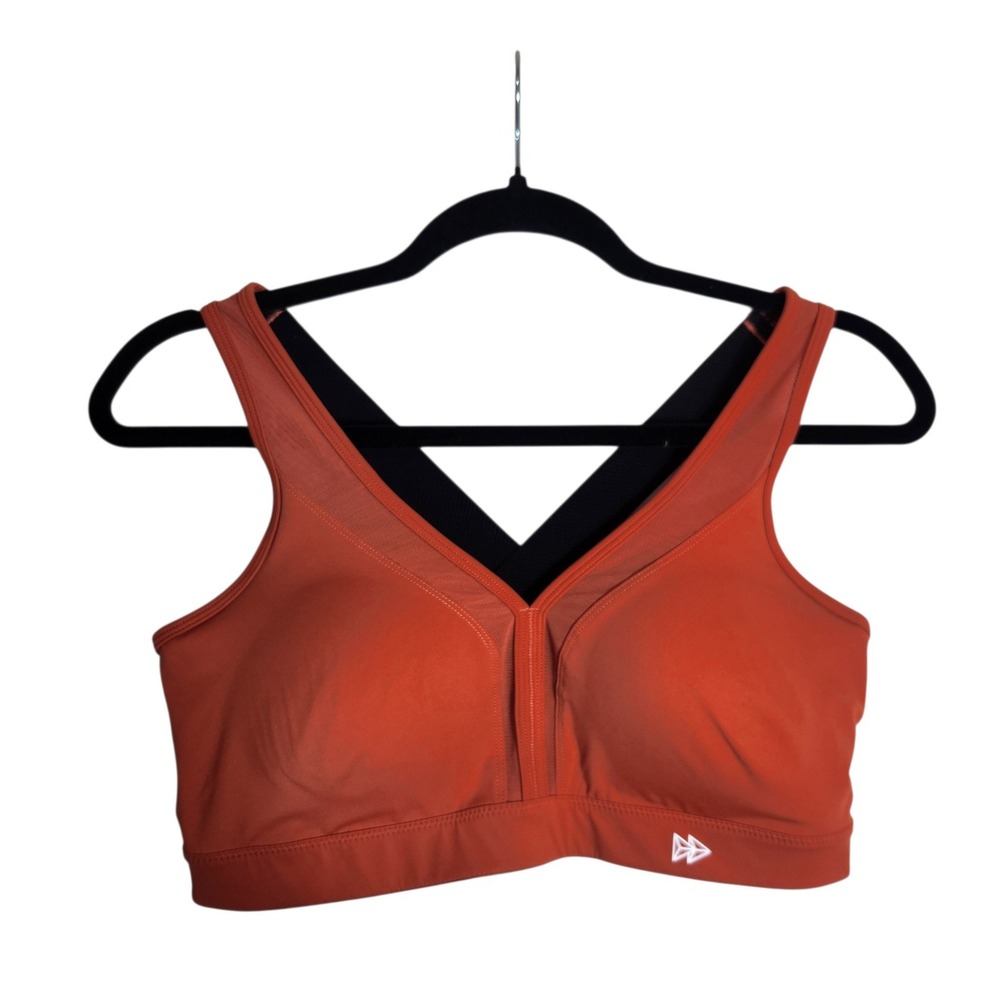Yvette High Impact Sports Bra Burnt Orange Cross Back Mesh L+